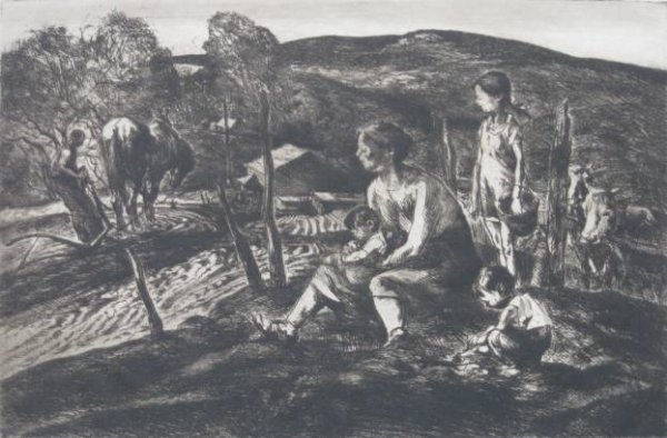 John Costigan etching: John Costigan- ''Autumn''- etching, 1944, signed and titled in pencil, AAA edition of 250, very good condition. 9 x 13 5/8''