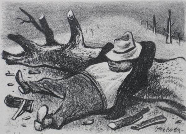 William Gropper lithograph: William Gropper- ''Rest''- lithograph, signed in pencil, AAA publication. 3 3/8 x 4 5/8''
