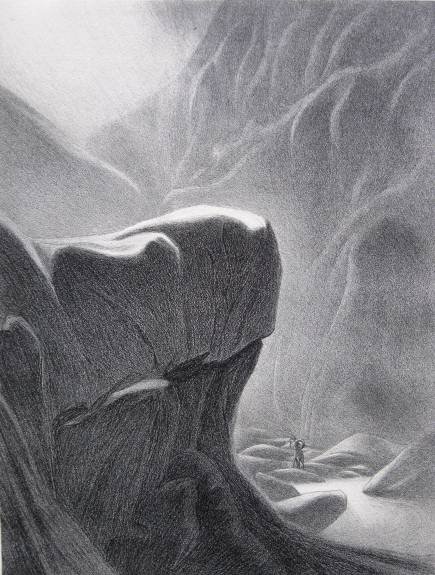 Ellison Hoover lithograph: Ellison Hoover- Figure in Landscape- lithograph, light struck and mat burn, old masking tape remnants around edges. 11 3/4 x 9''