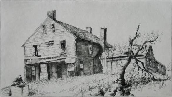 Yngve Edward Soderberg etching and drypoint: Yngve Edward Soderberg- ''After The Storm''- etching and drypoint, signed and annotated 'ED. 85' in pencil, minor soiling in corners, otherwise very good condition. 6 7/8 x 12 1/4''