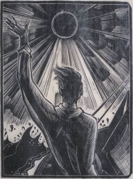 Lynd Ward wood engraving: Lynd Ward- Untitled- wood engraving, signed in pencil, illstration from ''God's Man'', one spot of foxing in margins, otherwise very good condition. 4 x 3''