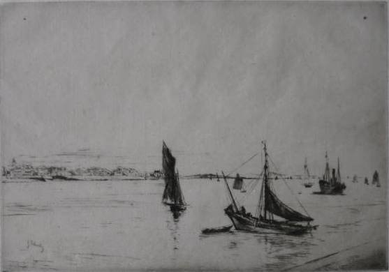 Gustave Leheutre etching and drypoint: Gustave Leheutre- ''La Rade de la Rochelle (Le Matin)'' (Delteil 96 iii/iii)- etching and drypoint, 1910, signed and numbered '50 ep./no 20' in pencil, foxing and minor soiling along edges, otherwise 