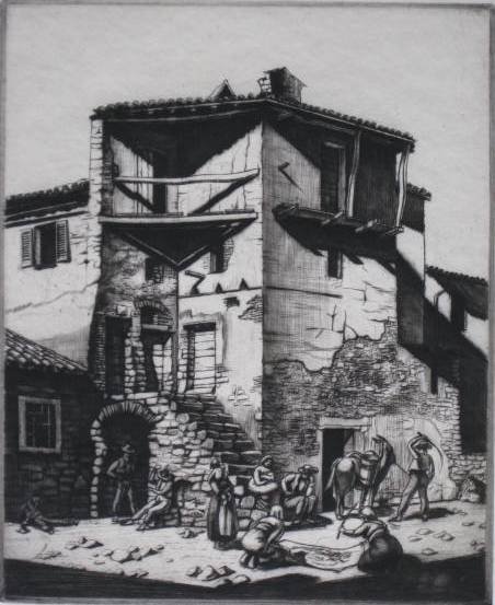 William E. C. Morgan 2 engravings: William E. C. Morgan- ''Italian Hill Farm''; ''Italian Cottage''- 2 engravings, 1928, both signed, dated, titled and numbered in pencil, editions of 78 each, minor soiling in corners, otherwise very g