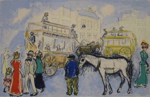 Kees Van Dongen lithograph: Kees Van Dongen- ''Place Pigalle'' (Juffermans JL-232)- lithograph in colors, c. 1950, edition of 260, very minor foxing throughout, otherwise very good condition. 11 1/8 x 17''