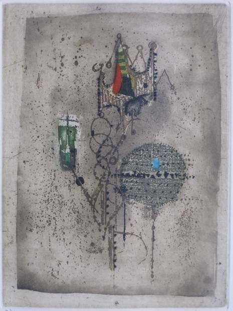 Johnny Friedlaender etching: Johnny Friedlaender- Untitled- etching in colors, signed and numbered 57/85 in pencil, very good condition. 7 3/4 x 5 3/4''