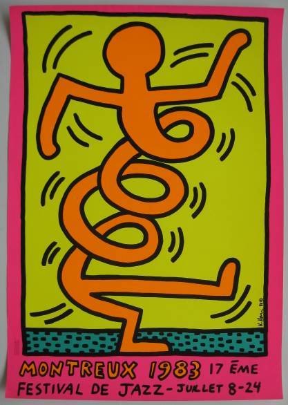 Keith Haring silkscreen poster: Keith Haring- ''Montreux 1983 Jazz Festival''- color silkscreen poster, 1983, very good condition. 39 x 27 5/16''