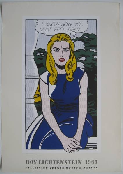 Roy Lichtenstein poster: afterRoy Lichtenstein- ''Roy LIchtenstein 1963- Collection Ludwig Museum- Aachen''- offset lithographic poster, 1990, very good condition. 39 1/4 x 27 1/2''