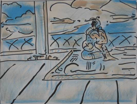 Peter Max lithograph: Peter Max- By The Sea- lithograph in colors, 1979, signed, dated and numbered 'P/P' and inscribed 'for Howard/ all the best Peter' in pencil, very good condition. 17 x 24''