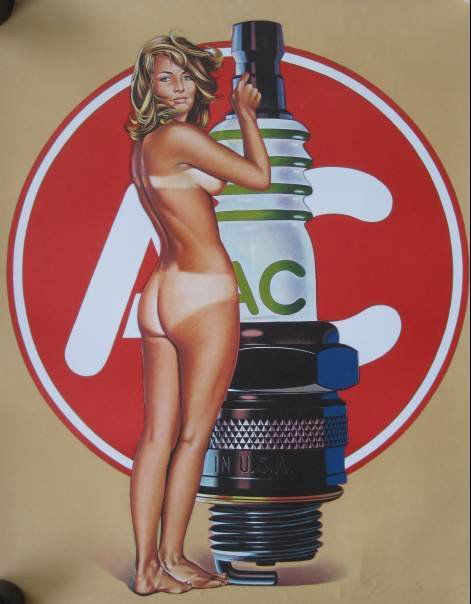 Mel Ramos lithograph: Mel Ramos- ''A. C. Annie''- lithograph in colors, 1971, signed and dated in pencil, numbered 'AP 38/200' verso, handling creases a few nicks around edges. 31 x 25''