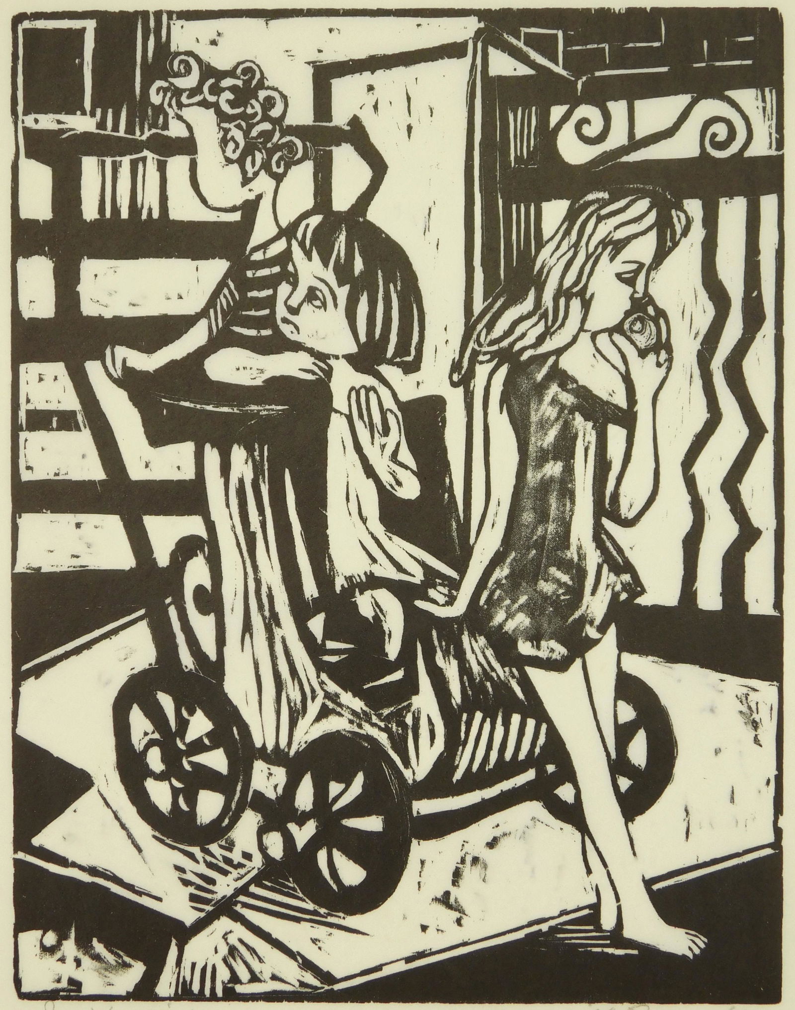 Will Barnet woodcut: Will Barnet (1911-2012) "Irish Kids'' (Cole 54)- woodcut, 1938, signed, titled and numbered 22/60 in pencil, re-issued by AAA in 1982. 11 1/2 x 9''