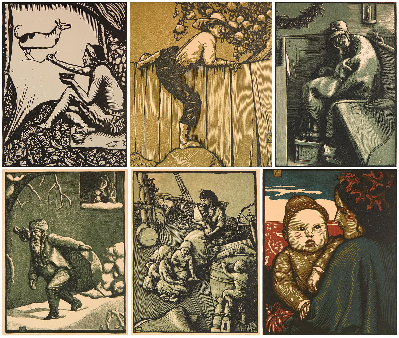 6 Allen Lewis woodcuts (1 of 18)