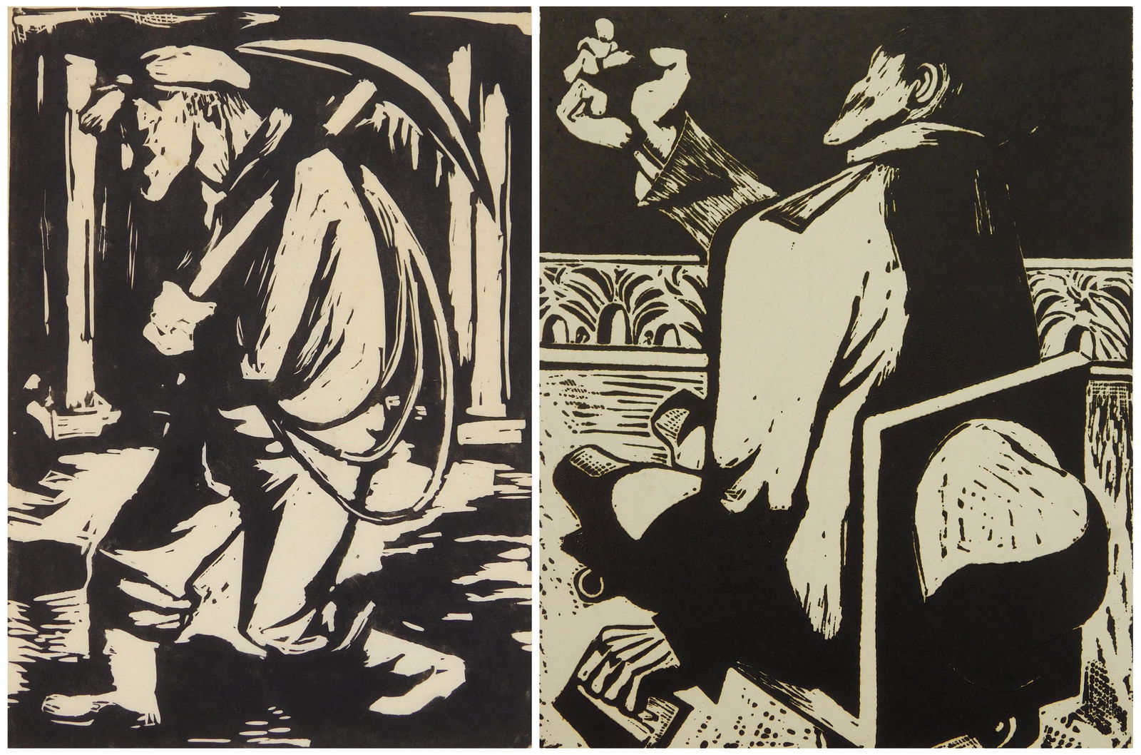 2 Irving Marantz woodcuts (1 of 9)