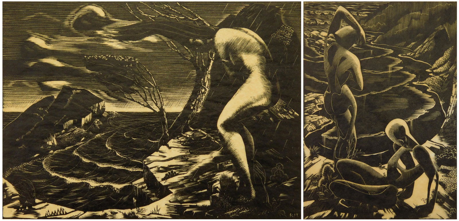2 Roderick Meade wood engravings (1 of 9)