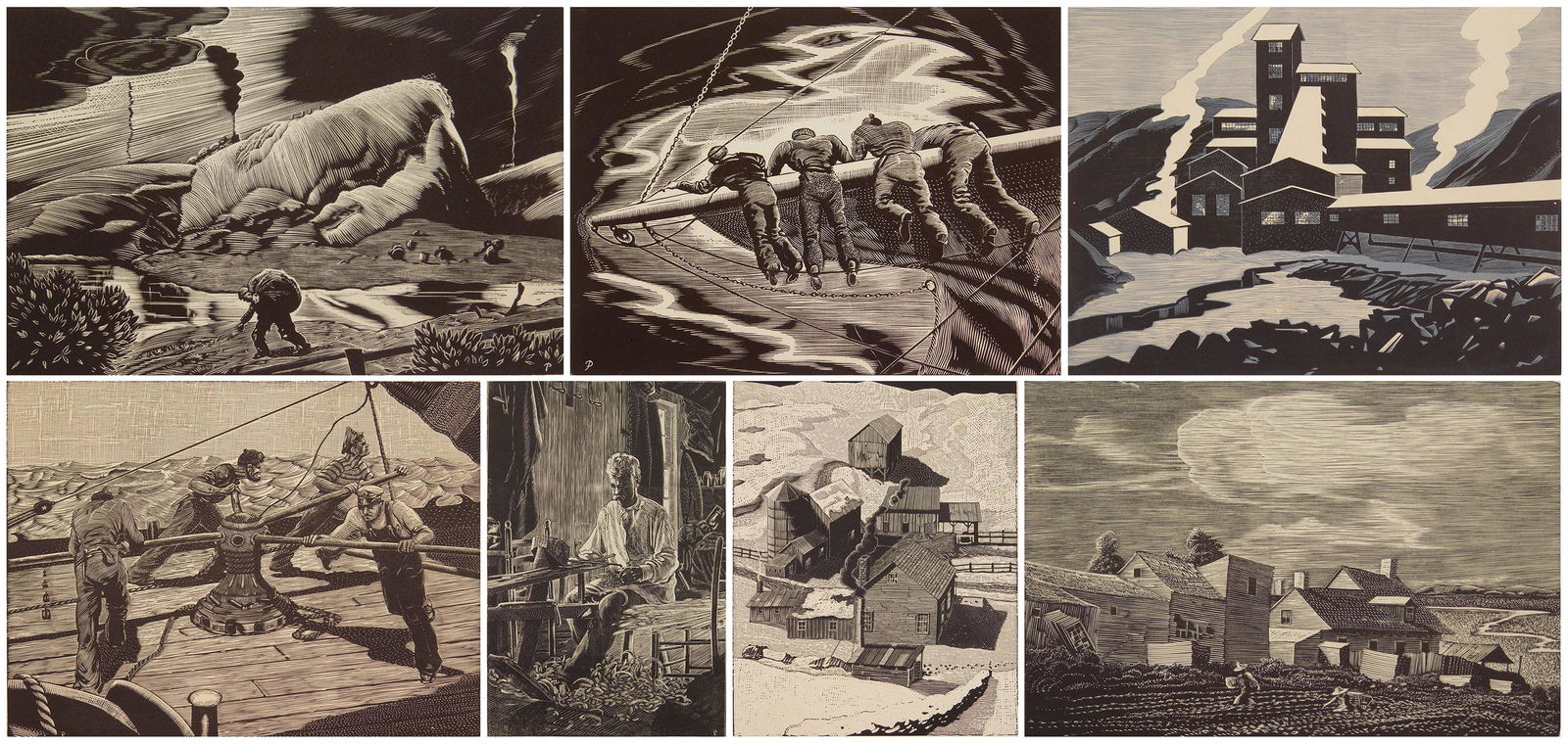 7 Charles Pont wood engravings (1 of 19)