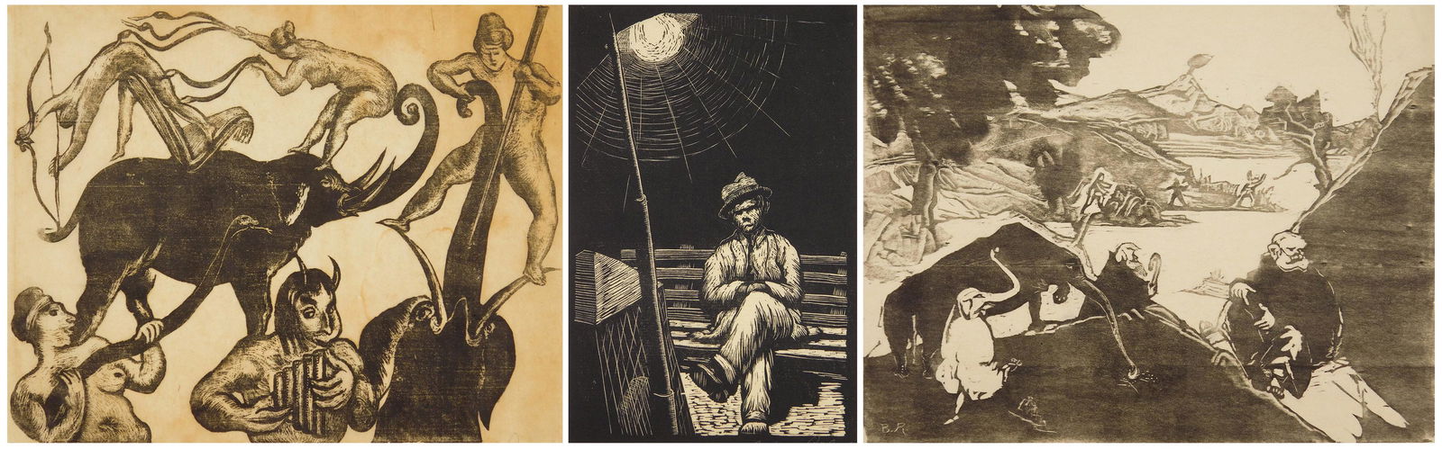 Bernard Reder; Bertram Reibel- 3 woodcuts (1 of 10)