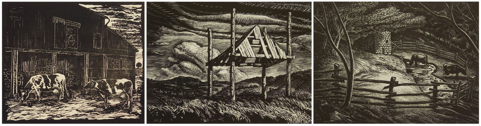 3 Harry Shokler woodcuts (1 of 11)