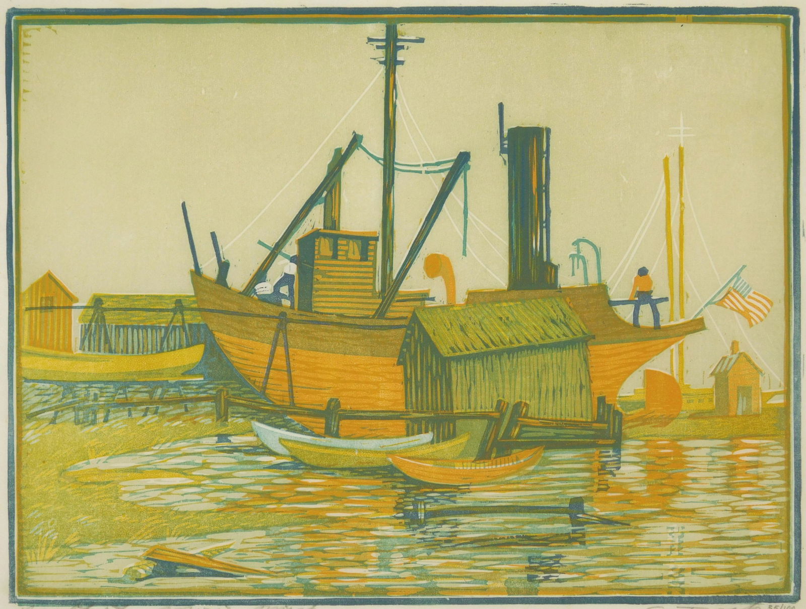 Charles Turzak woodcut in colors (1 of 5)