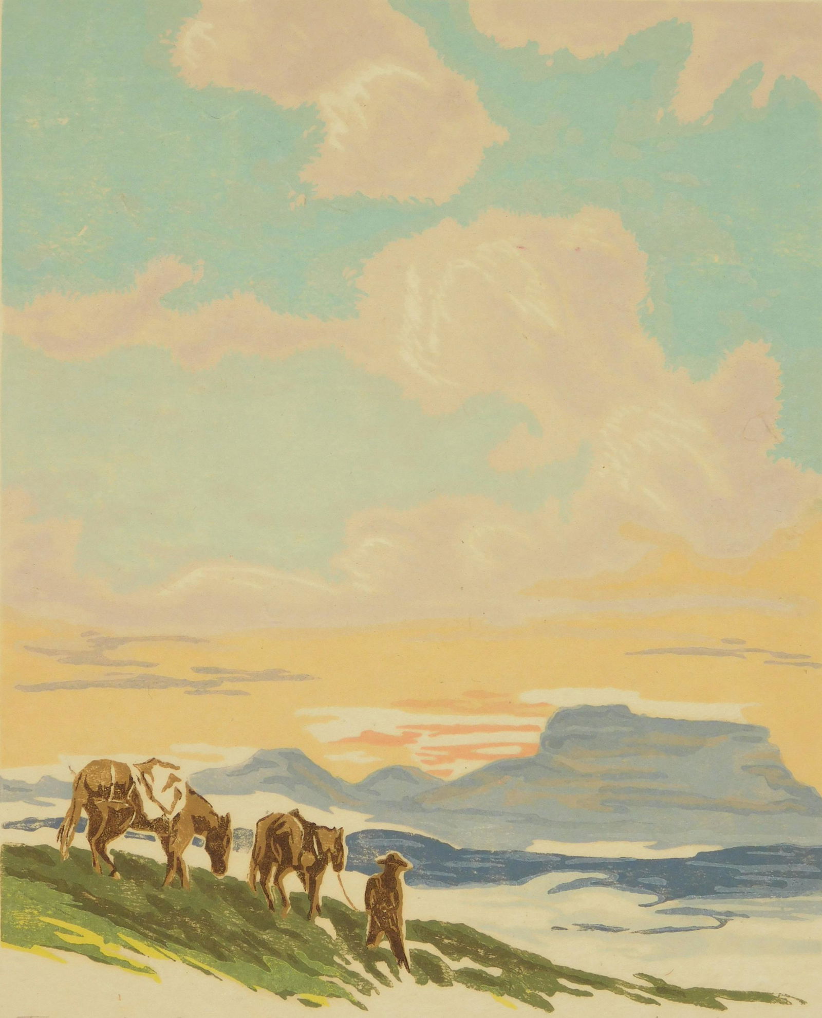 Glenn Wheete woodblock in colors (1 of 6)