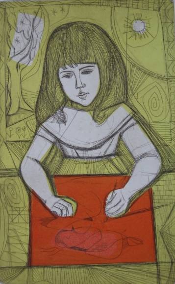 Irving Amen etching: Irving Amen- ''Creative Act''- etching in colors, signed, titled and numbered 57/200 in pencil, very good condition.