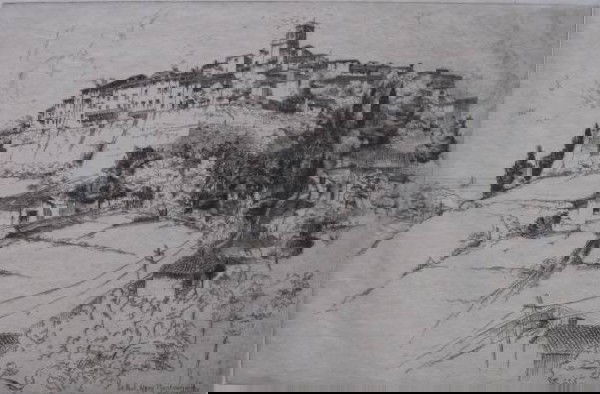 John Taylor Arms etching: John Taylor Arms- ''St. Paul, Alpes, Maritimes'' (Fath 201)- etching, 1927, signed in pencil, edition of 250, done for the Print Club of Cleveland, slightly light struck, otherwise very good condition