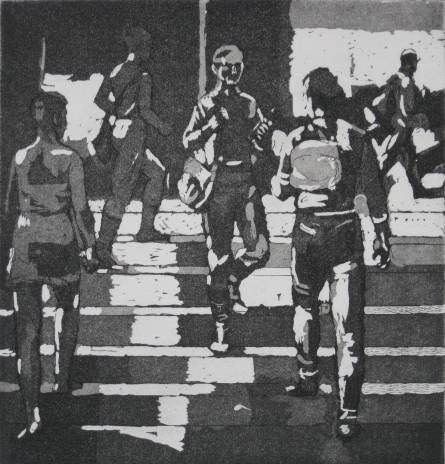 Isabel Bishop aquatint: Isabel Bishop- ''Entrance to Union Square'' (Teller 77)- aquatint, 1981, signed and numbered in pencil, edition of 75, very good condition. 7 7/8 x 7 1/2''