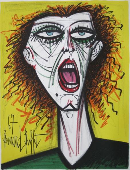 Bernard Buffet lithograph: Bernard Buffet- Portrait of a Girl- lithograph in colors, signed and numbered 87/250 in pencil, very good condition. 21 x 177 1/2''