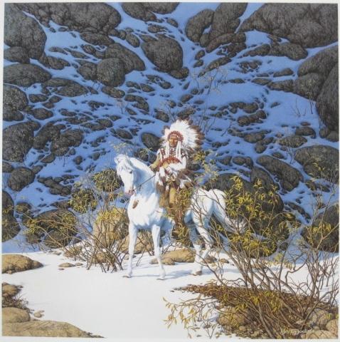 Bev Doolittle off-set lithograph: Bev Doolittle- ''Eagle Heart''- off-set lithograph, 1992, singed and numbered 12195/48000 in pencil, published by Greenwich workshop, very good condition. 16 x 16''