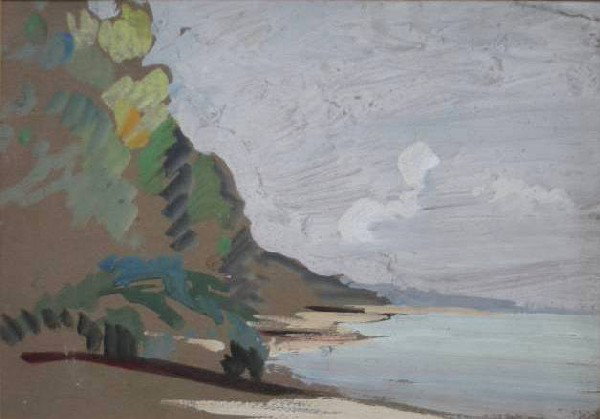 Henry G. Keller gouache: Henry G. Keller- ''In The Japanese Style''- gouache on brown paper laid to cardboard. 9 3/4 x 12 3/4''