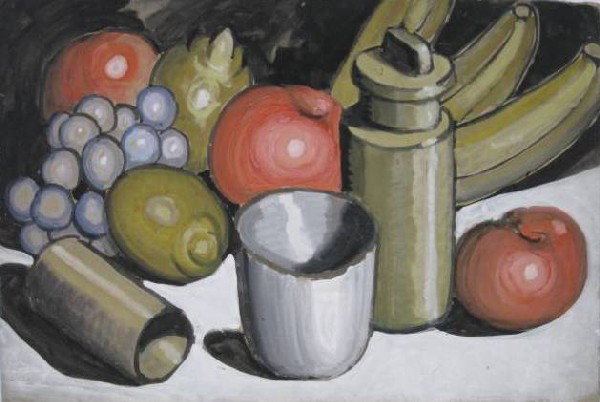Henry G. Keller watercolor and gouache: Henry G. Keller- ''Exaggeration in Volume''- watercolor and gouache on cardboard, very good condition. 10 1/2 x 16''
