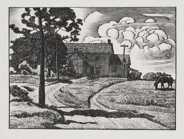 Julius J. Lankes wood engraving: Julius J. Lankes- ''Summer Afternoon''- wood engraving, 1936, AAG edition of about 200. 7 1/2 x 10''