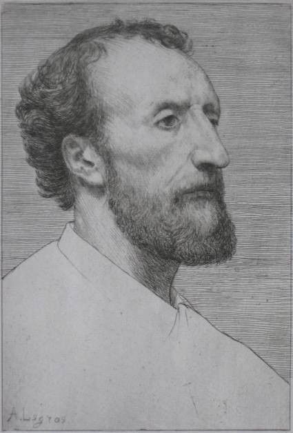 Alphonse Legros etching: Alphonse Legros- ''Julse Dalou''- etching, light struck, some mat burn. 8 7/8 x 6''