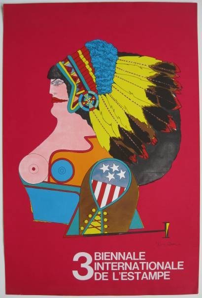 after Richard Lindner poster: after Richard Lindner- ''3 Biennale Internationale D L'Estampe''- lithographic poster, minor nicks at edges otherwise very good condition. 35 5/8 x 23 1/2''