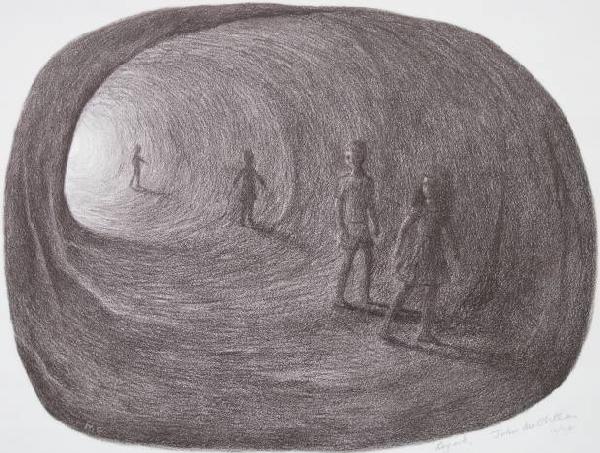 John McClellan lithograph: John McClellan- Children in Tunnel- lithograph, 1961, signed and dated in pencil, very good condition. 9 1/2 x 12 3/4''