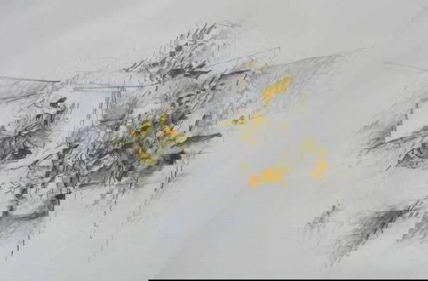 David J. Miller pastel and graphite drawing: David J. Miller- Winter Landscape- pastel and graphite on paper, 1970, signed lower center. 18 1/4 x 24''