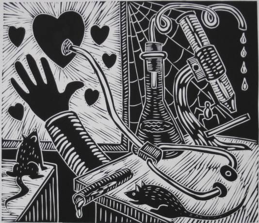 Richard B. Mock 3 wooodcuts: Richard Basil Mock- Untitled- 3 woodcuts, 1986, all signed, dated and numbered in pencil. various sizes