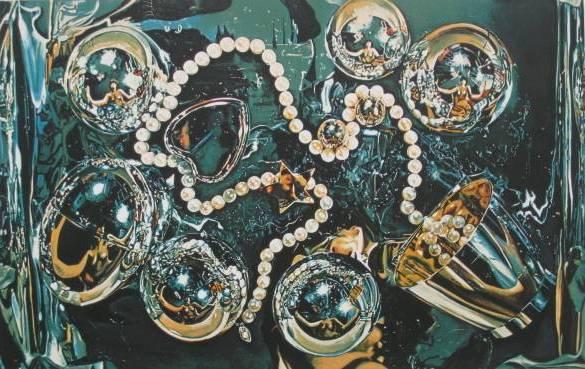 Joyce Stillman Myers lithograph: Joyce Stillman Myers- Pearls- lithograph in colors, signed and numbered 235/250 in pencil, very good condition. 15 3/4 x 24 3/4''