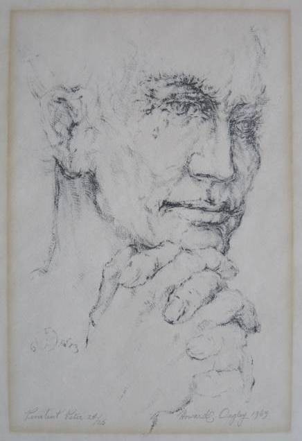 Howard Oagley lithograph: Howard Oagley- ''Penitent Peter''- lithograph, 1963, signed, dated, titled and numbered 24/25 in pencil, light struck, mat burn, old cellophane tape residue at 3 spots along left edge. 8 1/2 x 6 1/2''