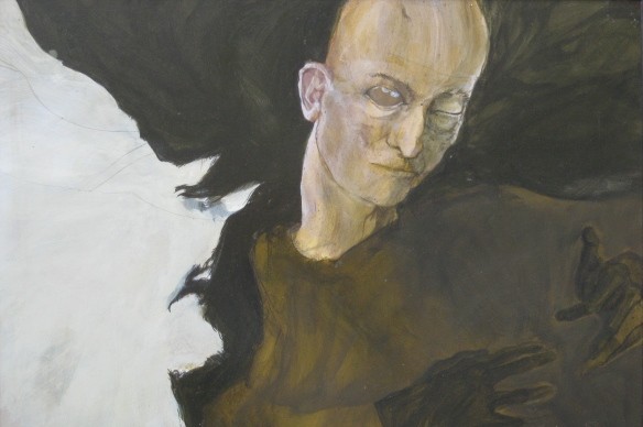 20th c. American School oil painting: 20th c. American School- Man with Shaved Head- oil on canvas board, good condition. 14 1/2 x 21 7/16''