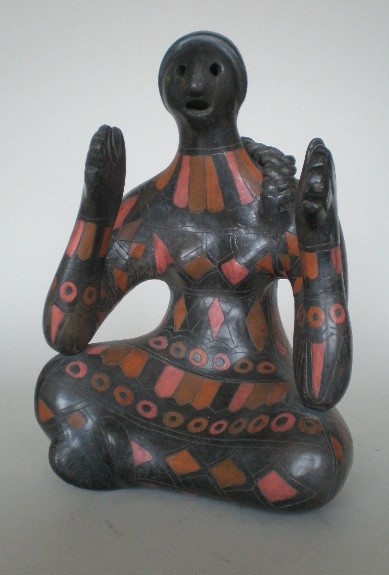 Manuel Felguerez ceramic sculpture: Manuel Felguerez (Mexican 1928- )- Seated Woman- ceramic sculpture, signed. 14 1/2''h