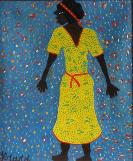 Gerard Fortune oil: Gerard Fortune (HAitian 20th c.)- Girl in Yellow Dress- oil on canvas, signed Gerard lower left, very good condition. 24 x 20''