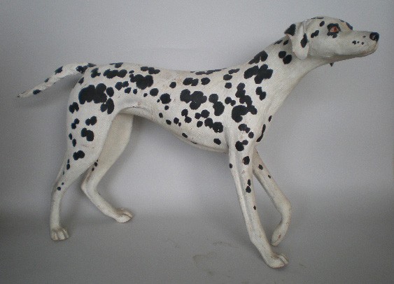 Dalmatian papier mache sculpture: 20th c. American School- Dalmatian- painted papier mache sculpture. 25''h