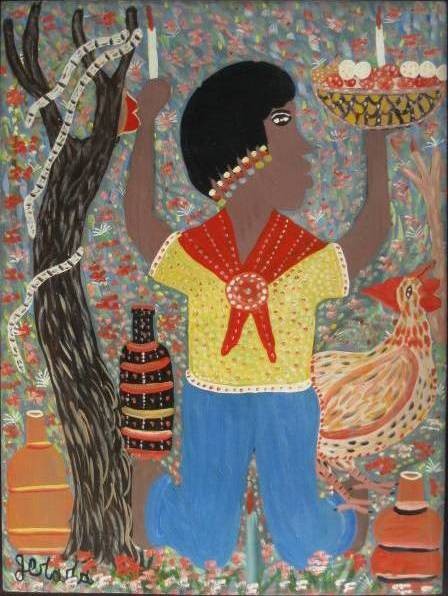Gerard Fortune oil painting: Gerard Fortune (Haitian 20th c.)- God- oil on masonite, signed 'Gerard' lower left, good condition. 32 x 24''
