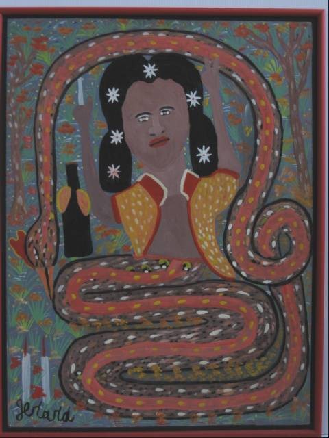 Gerard Fortune acrylic painting: Gerard Fortune (Haitian 20th c.)- Goddess- acrylic on masonite, signed 'Girard' lower left, good condition. 32 x 24''