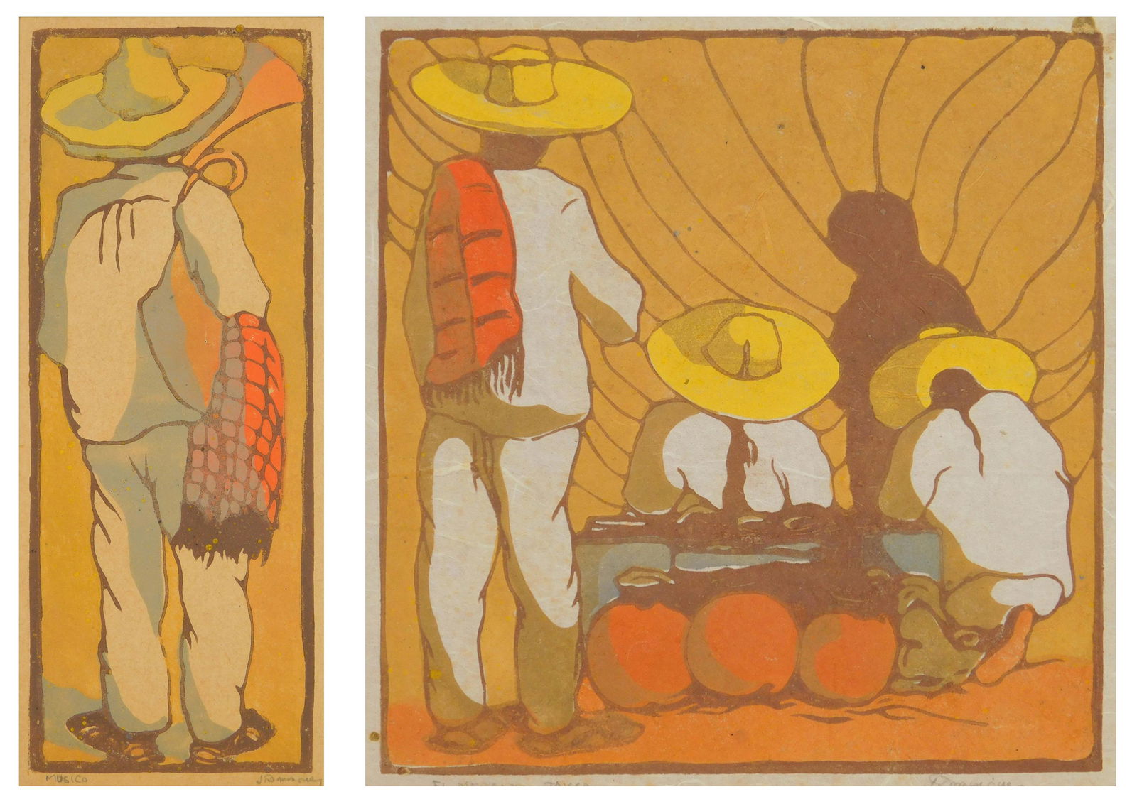 2 Mexican  woodblock prints (1 of 7)