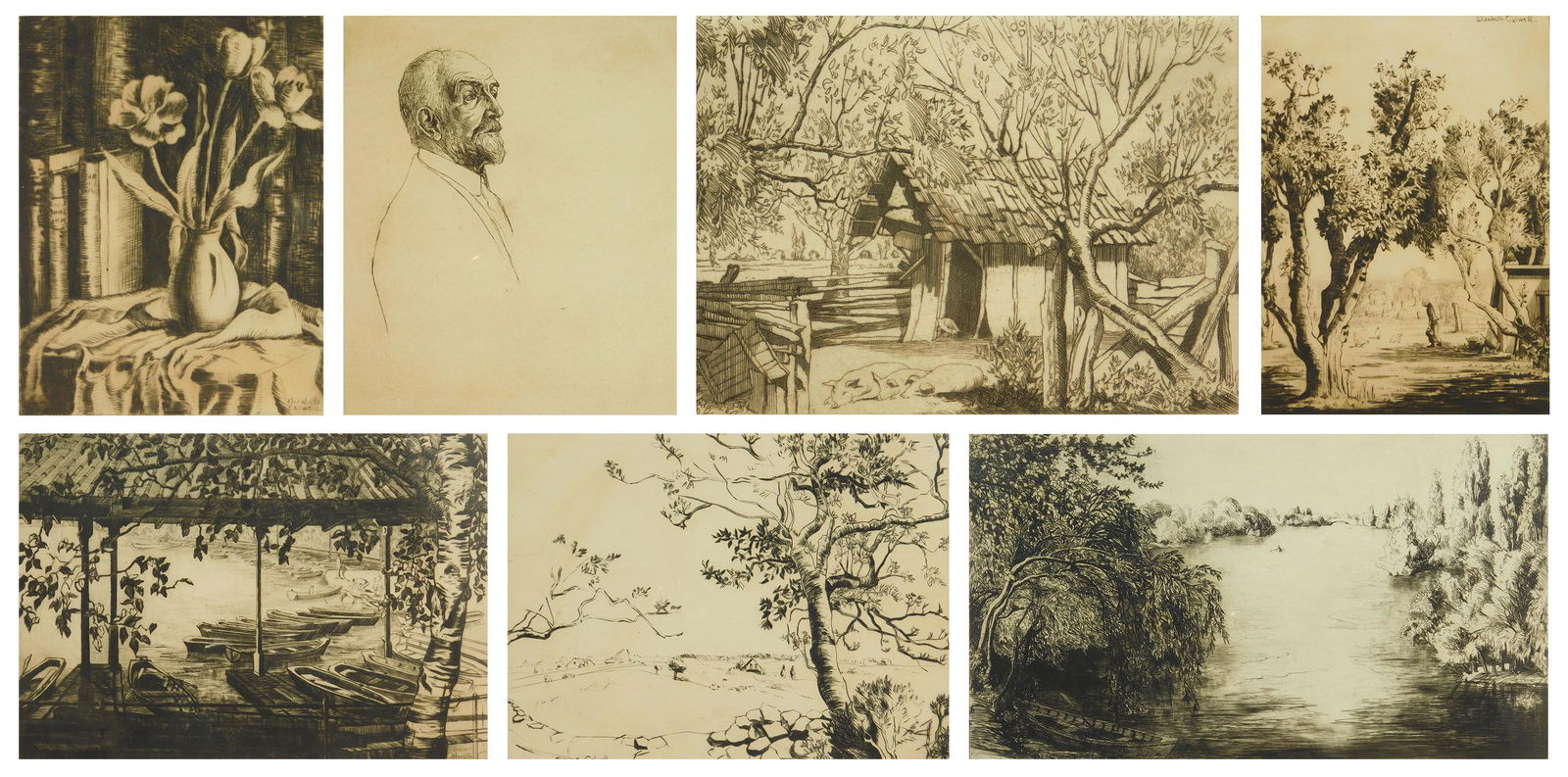 7 Elizabeth Colwell etchings (1 of 9)