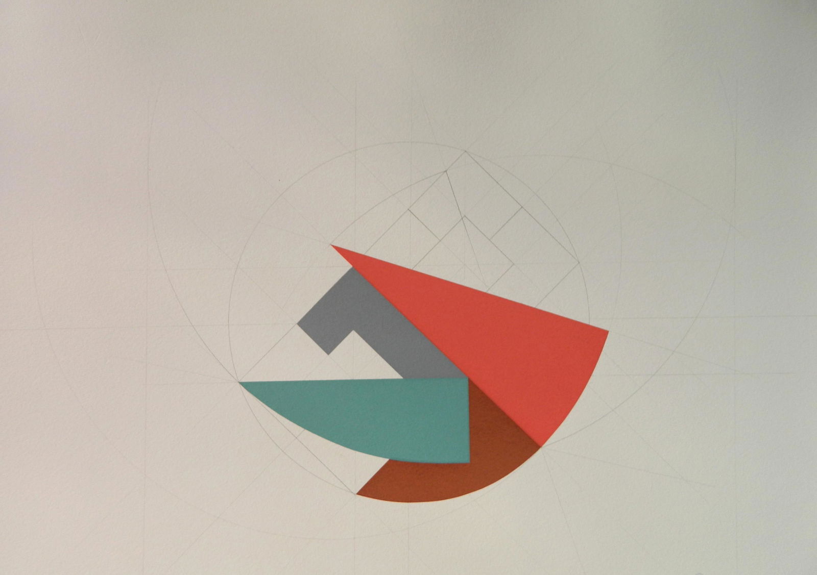 John Pearson serigraph: John Pearson (American 1940- ) ''Circle-Section / Invert PC''- screen print in four colors and hand-drawn with pencil by artist, 1984, signed, titled and dated in pencil, The Print Club of Cleveland p