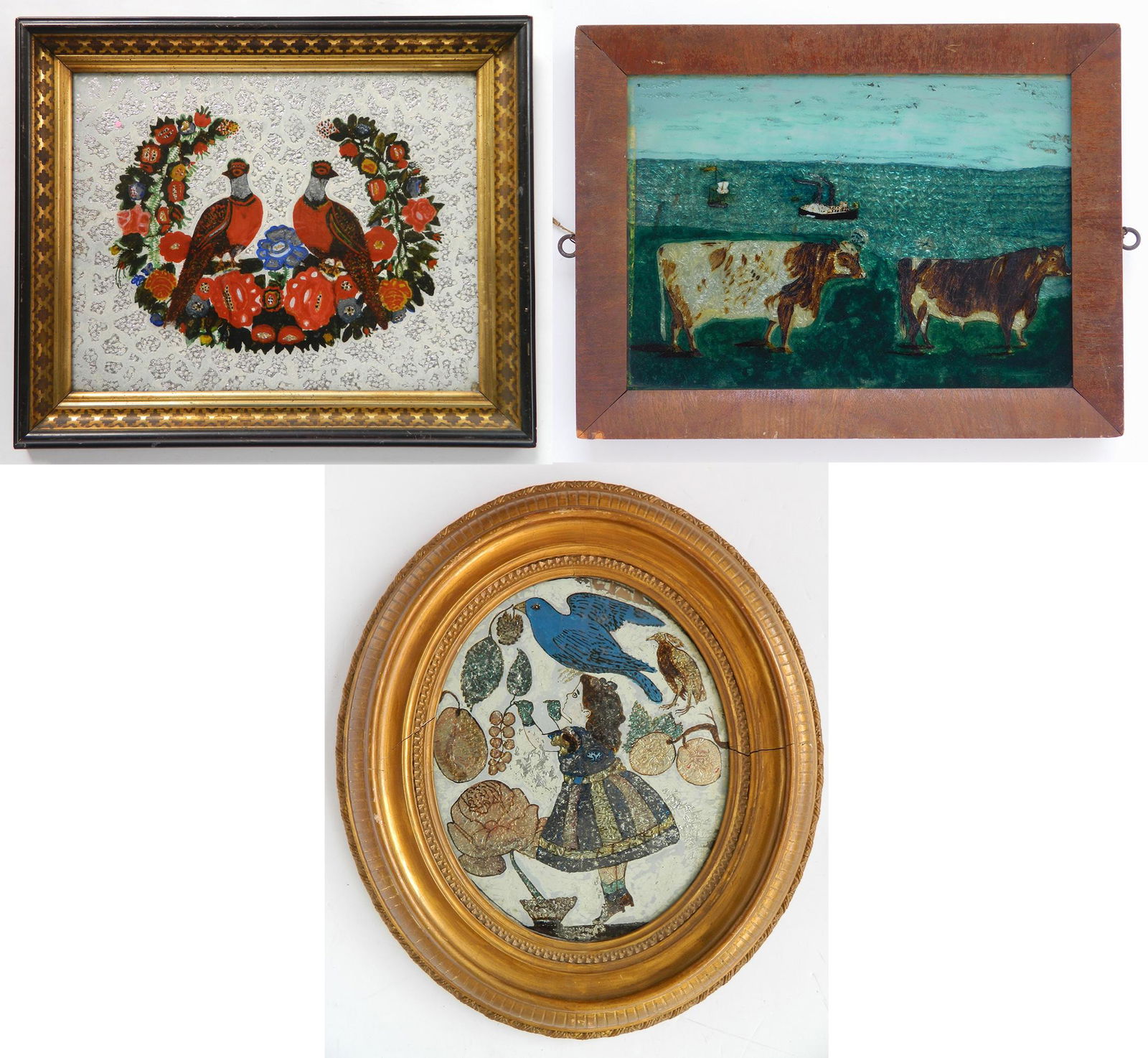 3 19th c. American foil paintings (1 of 10)