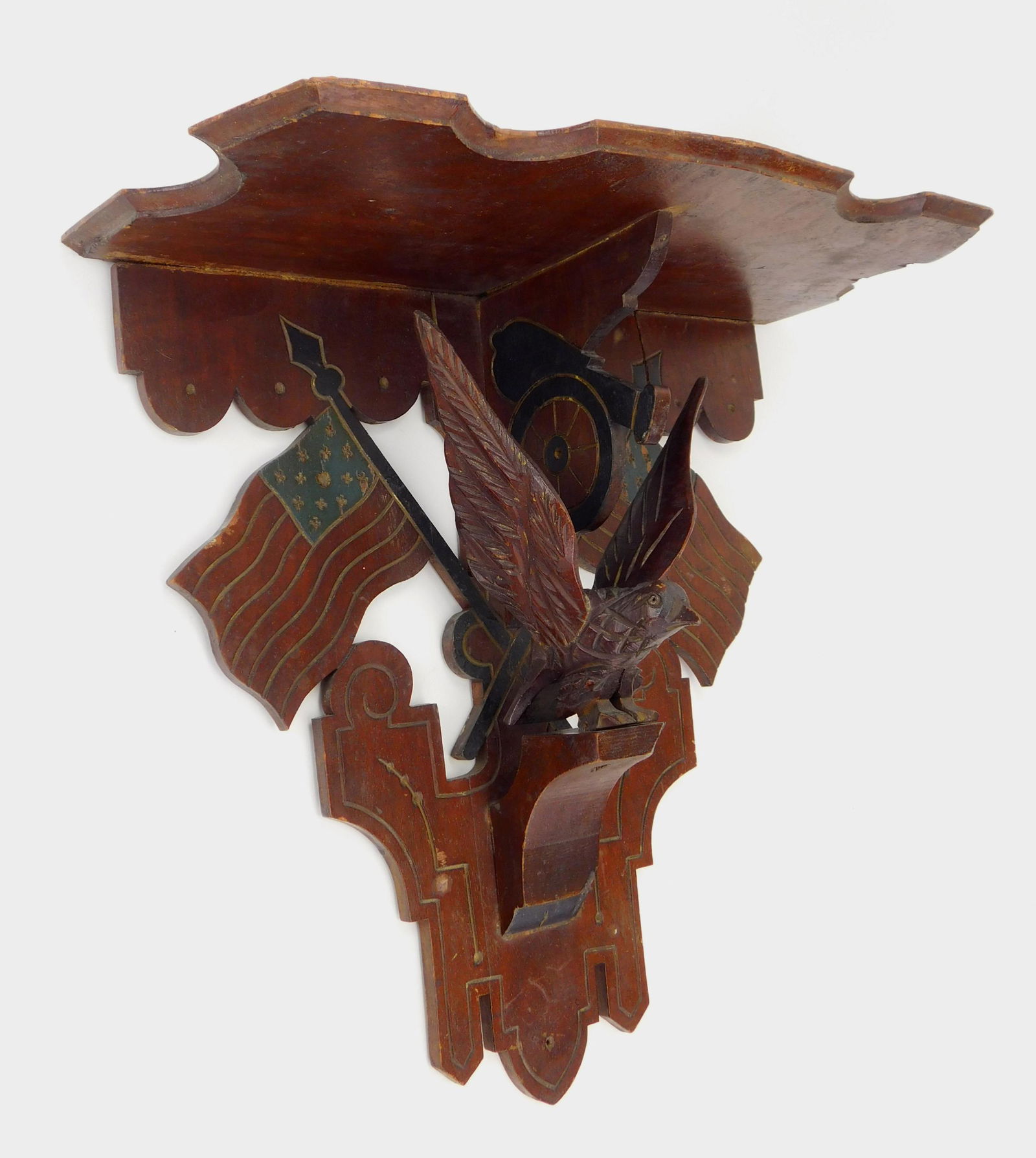 Victorian carved wood clock shelf (1 of 4)