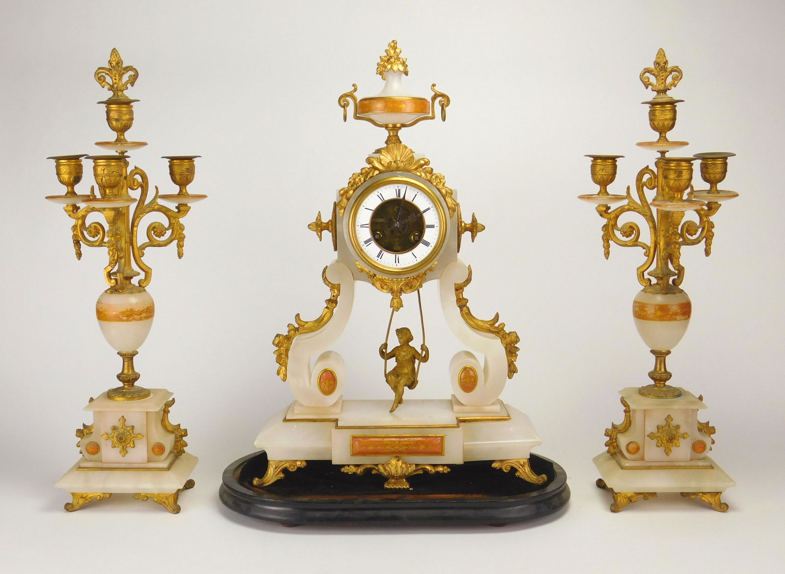 19th c. French 3-piece clock set (1 of 7)