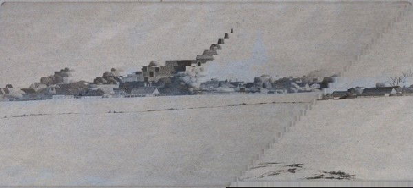 John Taylor Arms etching: John Taylor Arms (American 1887-1953)- ''Normandy Noon'' (Fletcher 304)- etching, 1936, signed and dated in pencil, light struck, laid down. 3 1/4 x 7 13/16''